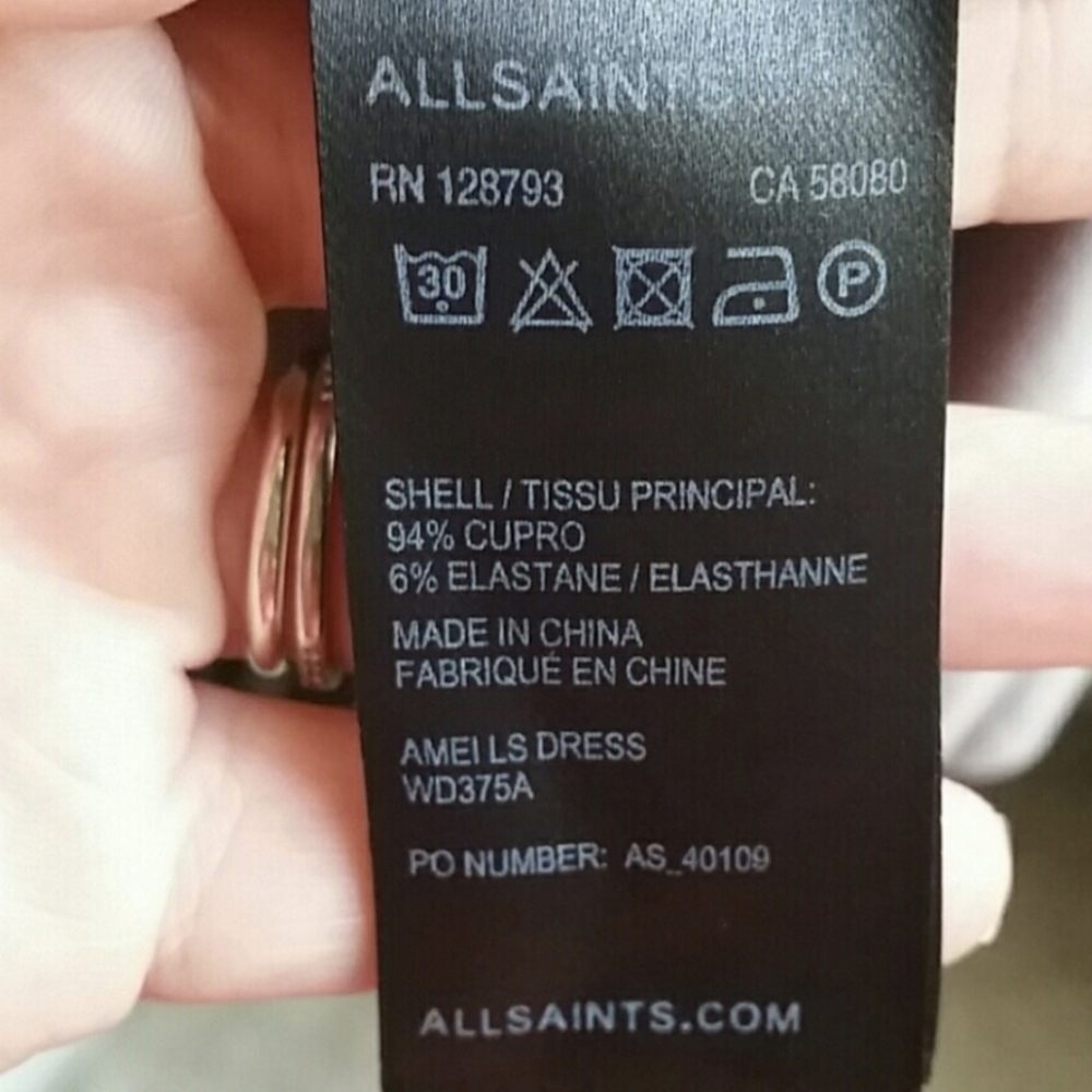 All Saints Long Sleeve Draped Tunic Dress - Picture 5 of 6